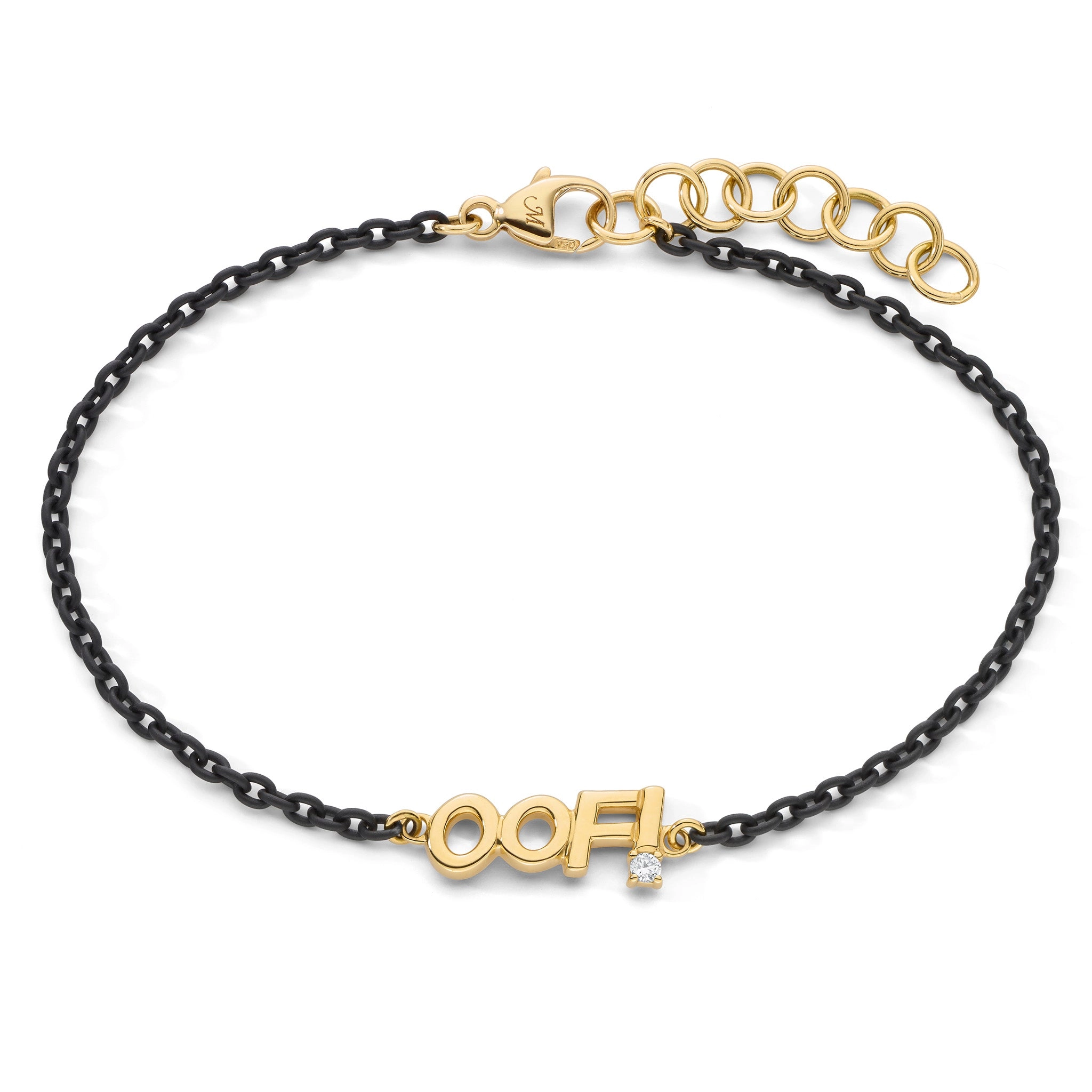 18K Gold and Black Steel “OOF” Bracelet