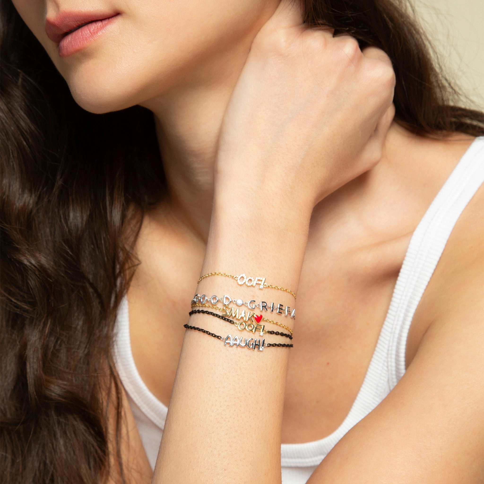 18K Gold and Black Steel “OOF” Bracelet