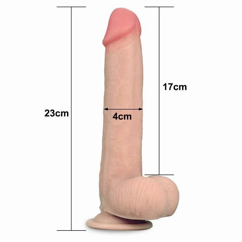 9 Inches Sliding Skin Dual Layer Dildo