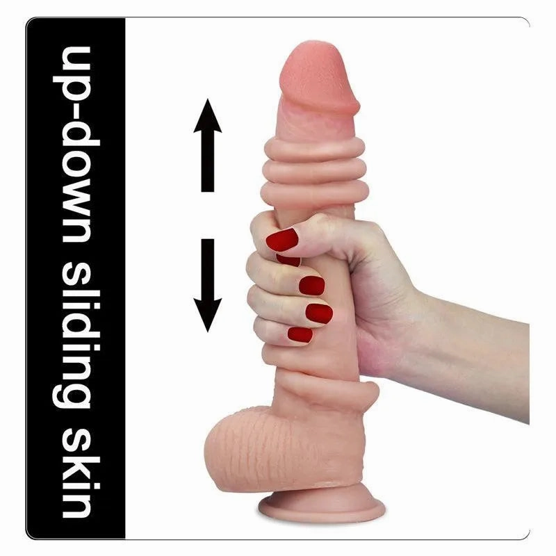 9 Inches Sliding Skin Dual Layer Dildo