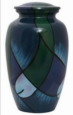 Abstract Blue and Green Hand Painted Urn