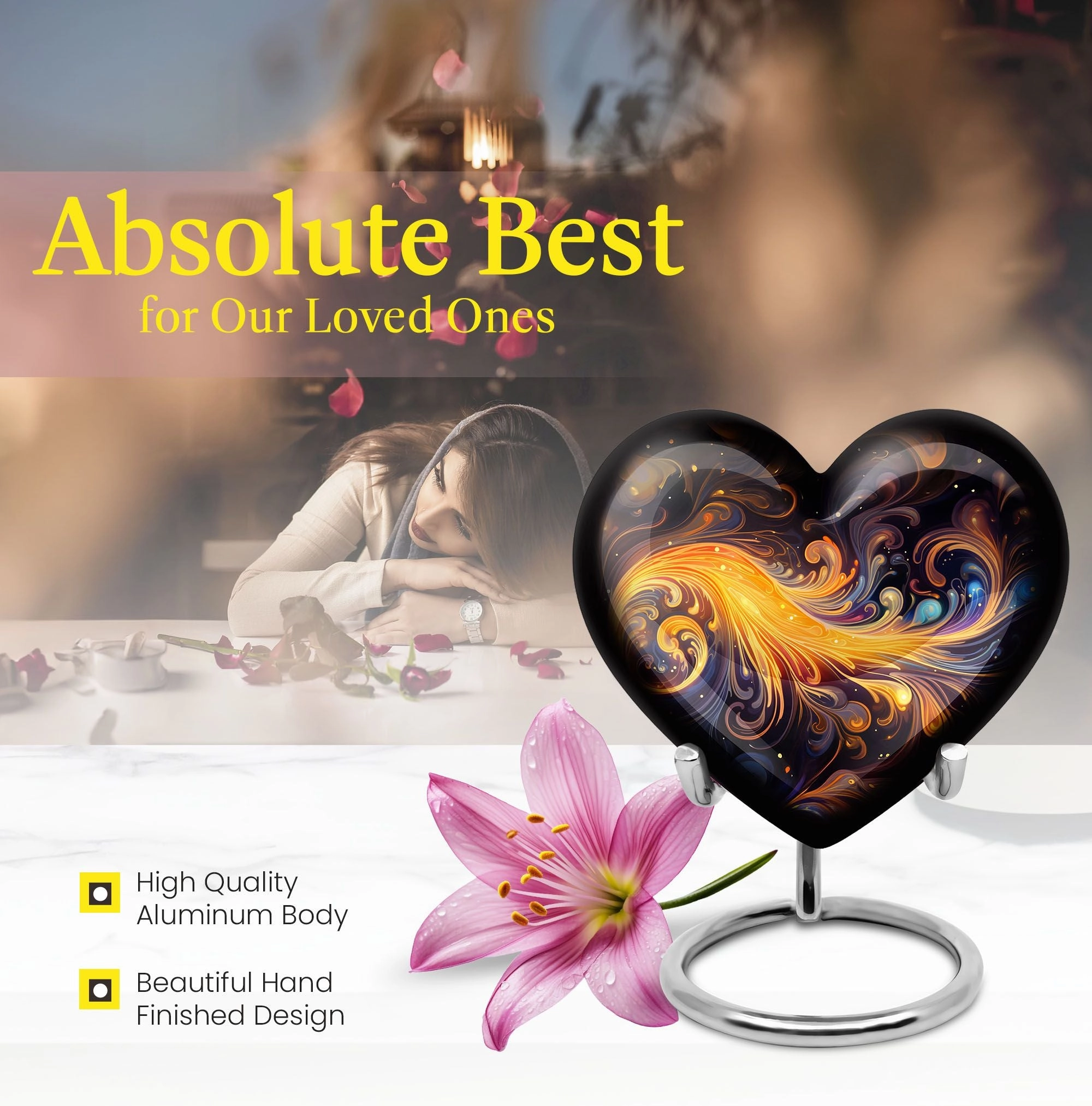 Abstract Large Memorial Urn for Adult Human Ashes