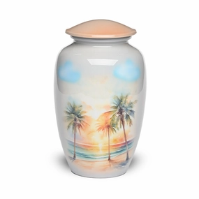 ADULT - Alloy Urn -3374-  Palm Trees at Sunset