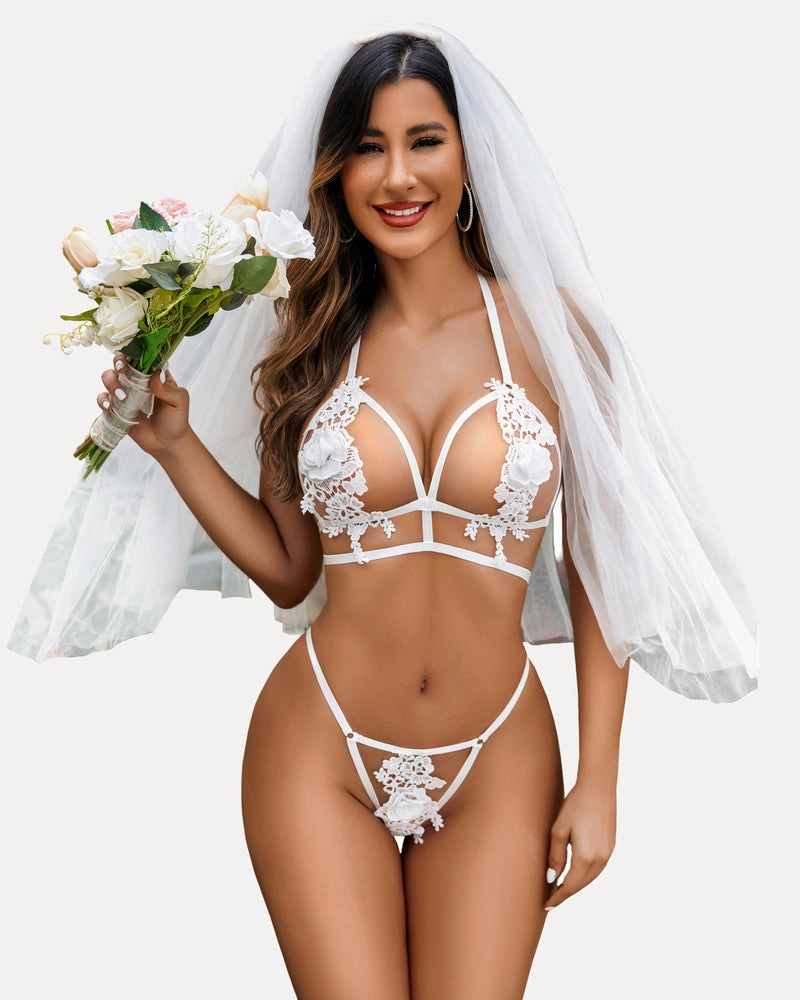 Appliques 2 Piece Bra Panty Set