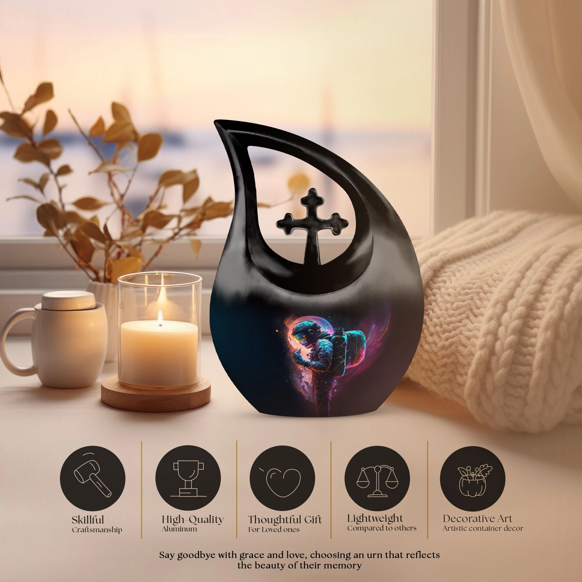 Astronaut-Themed Eternal Galaxy Memorial Adult Cremation Urn