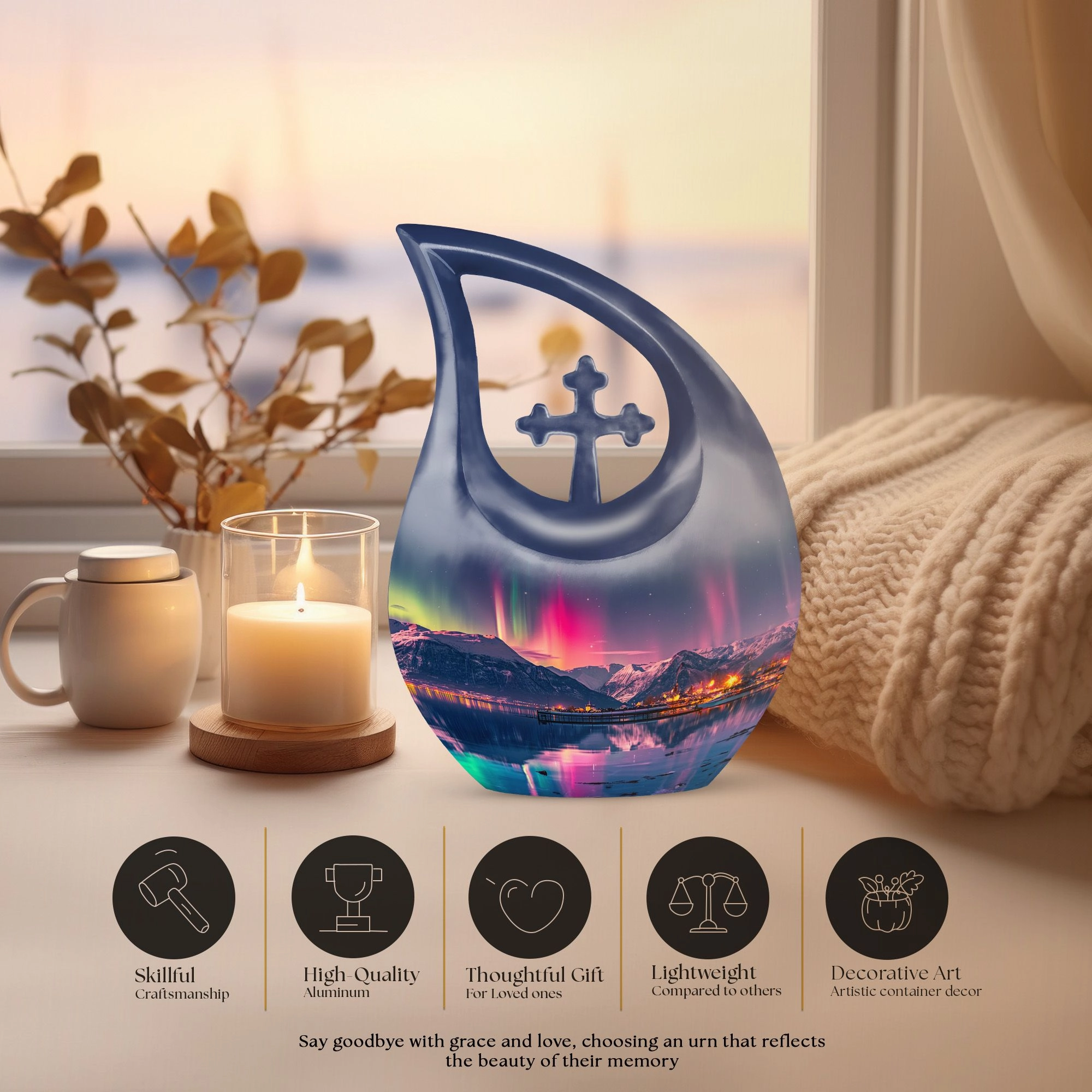 Aurora Urn -  Container For Cremated Adult Human Ashes