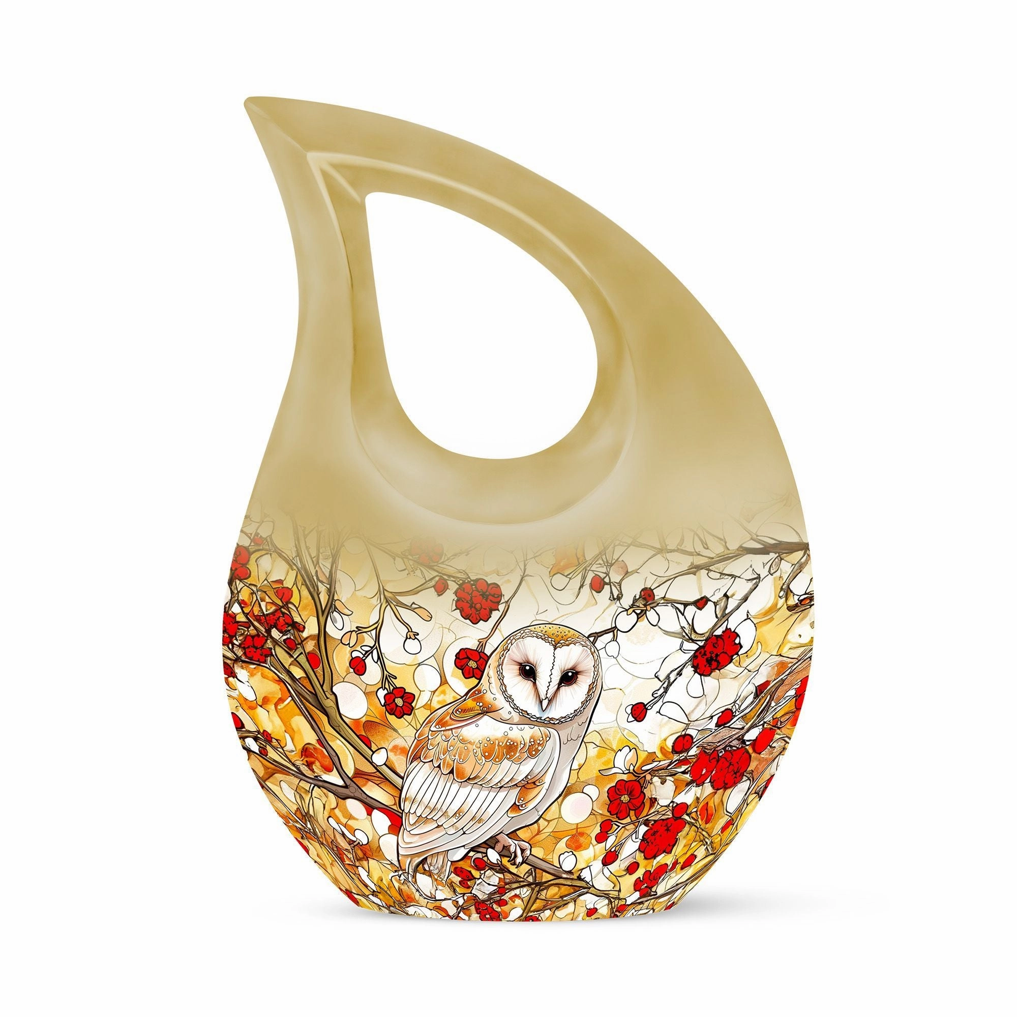 Barn Owl Urn -  Container For Cremated Adult Human Ashes