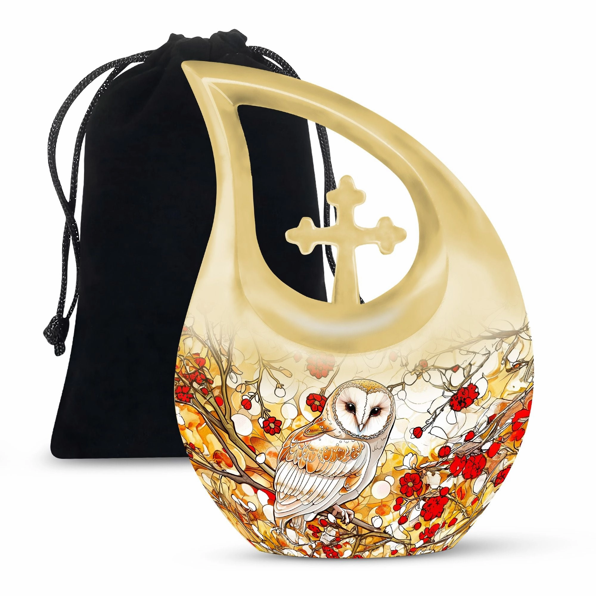 Barn Owl Urn -  Container For Cremated Adult Human Ashes
