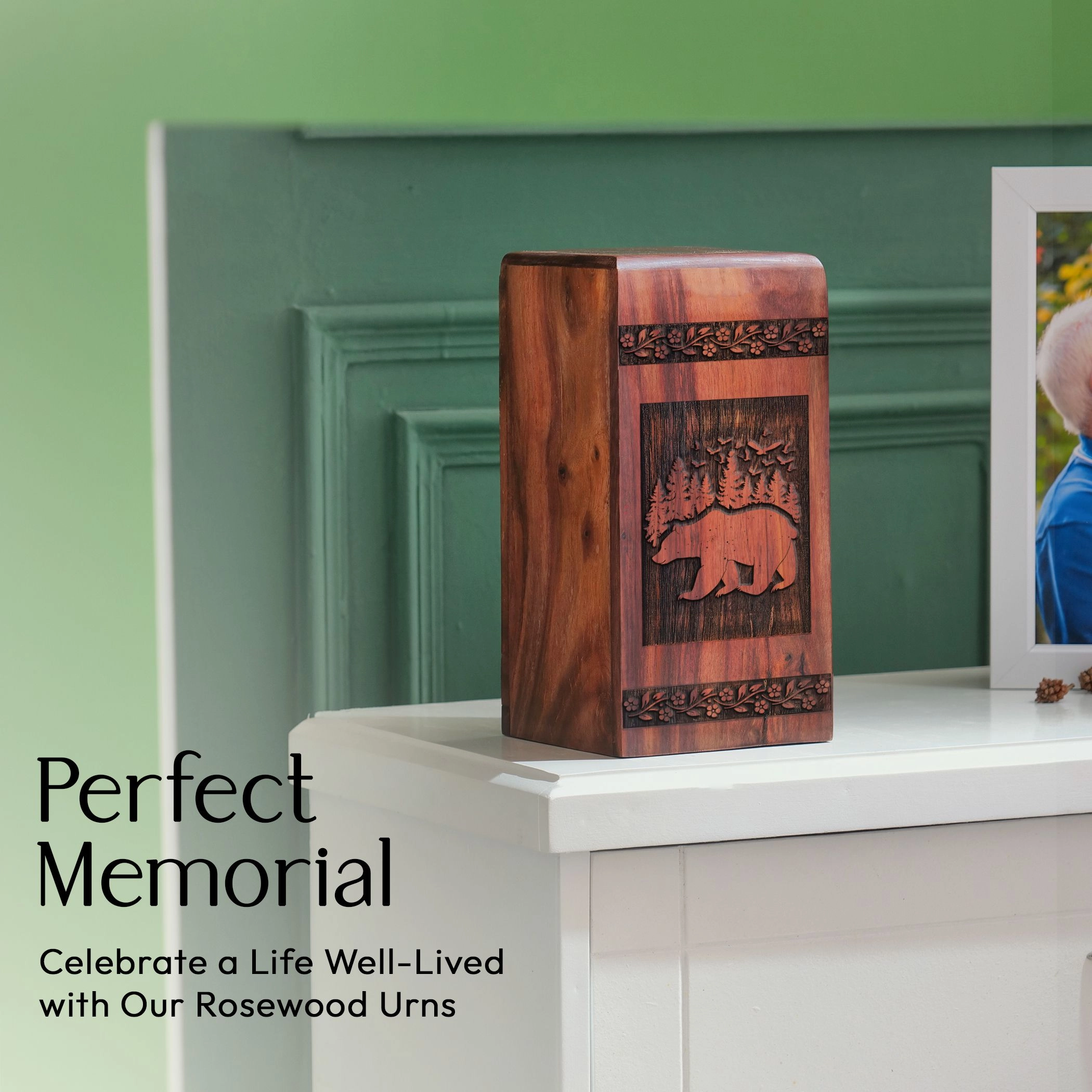 Bear Wooden Urns for Mom's Ashes - A Cherished Memorial for Adults