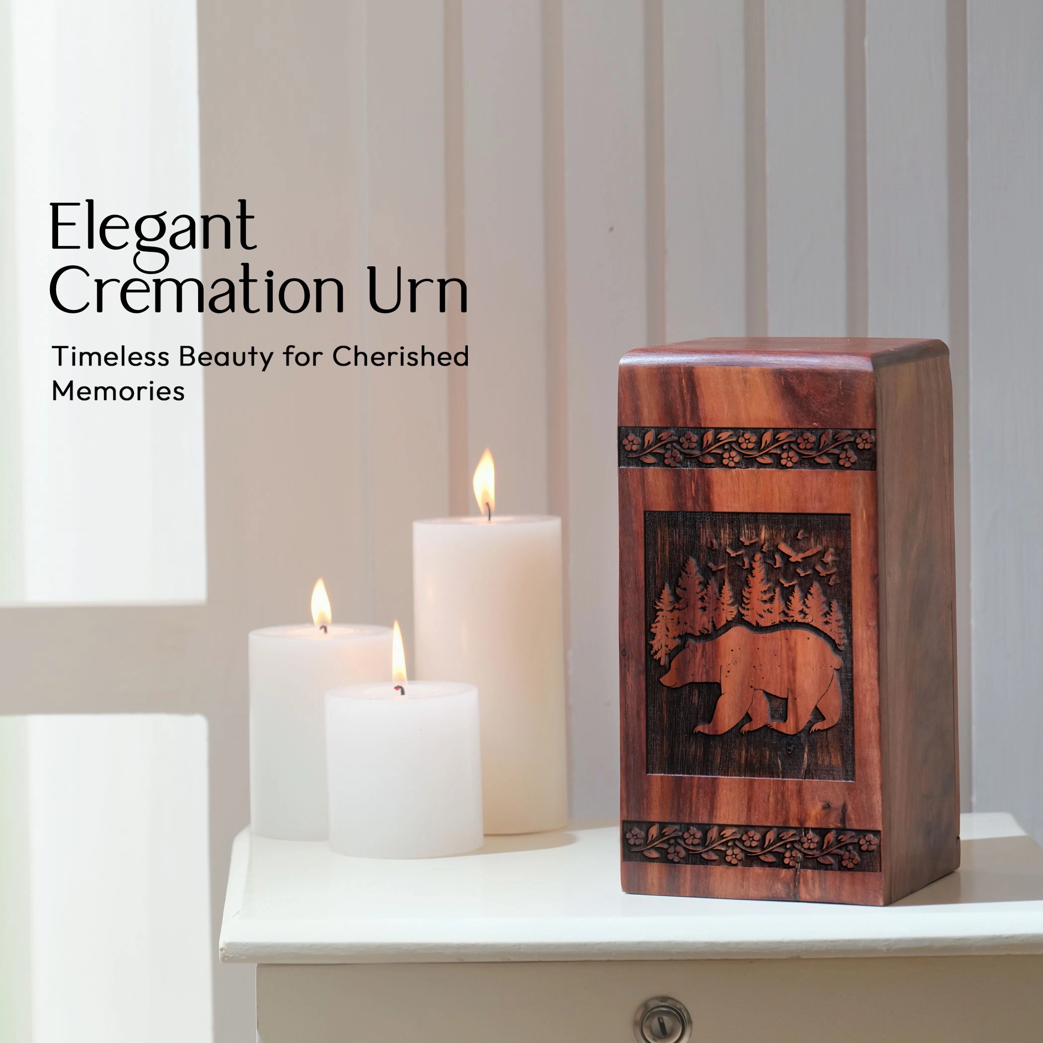 Bear Wooden Urns for Mom's Ashes - A Cherished Memorial for Adults