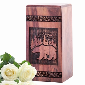 Bear Wooden Urns for Mom's Ashes - A Cherished Memorial for Adults