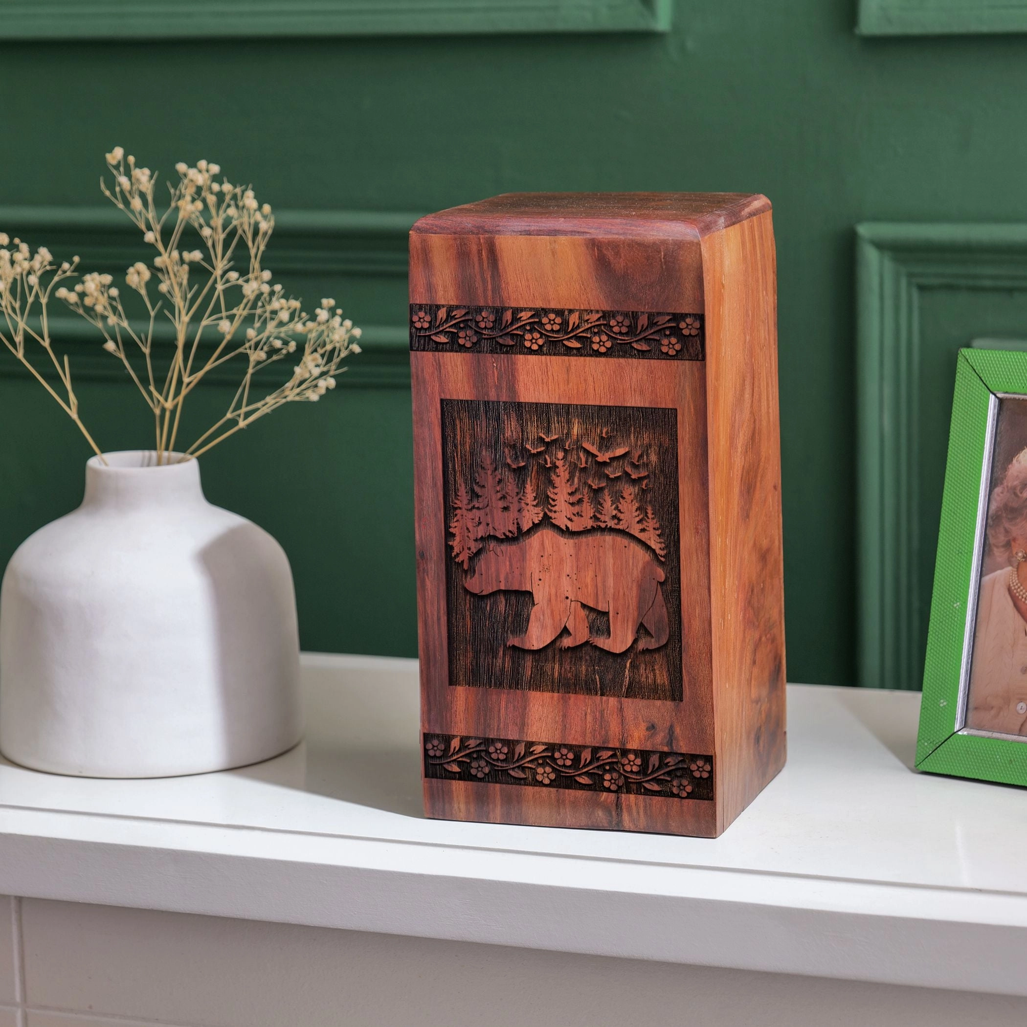 Bear Wooden Urns for Mom's Ashes - A Cherished Memorial for Adults