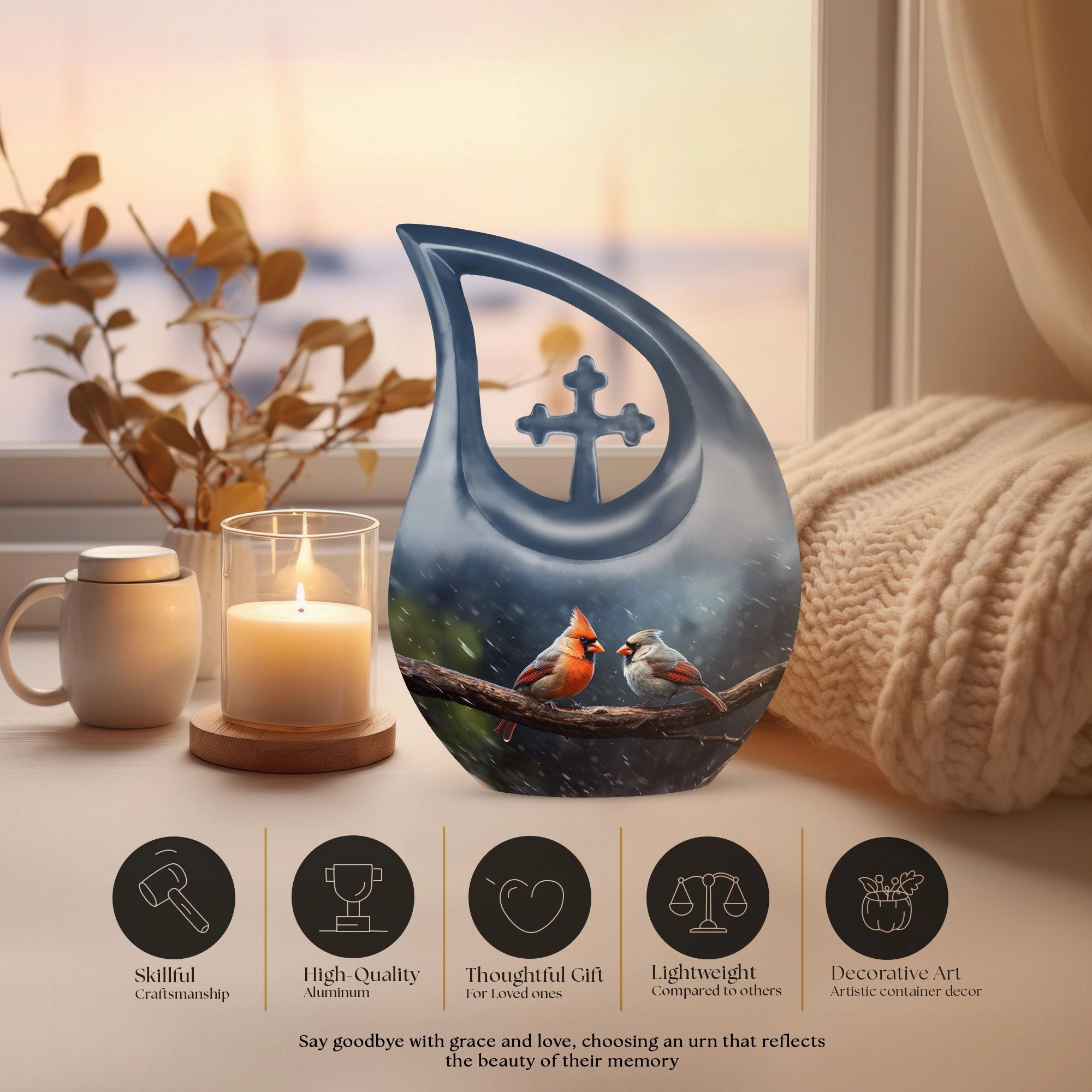 Bird Memorial Urn:  Container For Cremated Adult Human Ashes