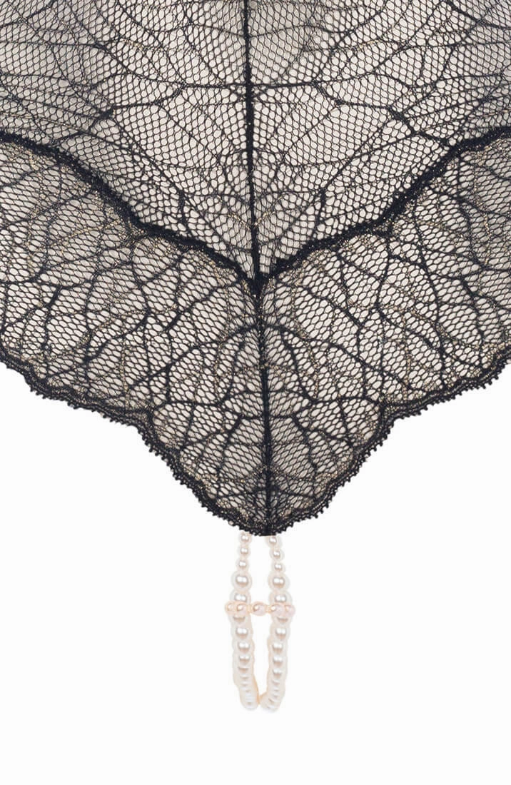 Black bodysuit with double pearl string - Sydney Body Double
