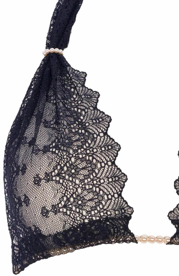 Black bralette with pearls - Geneva Bra