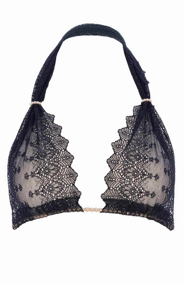 Black bralette with pearls - Geneva Bra