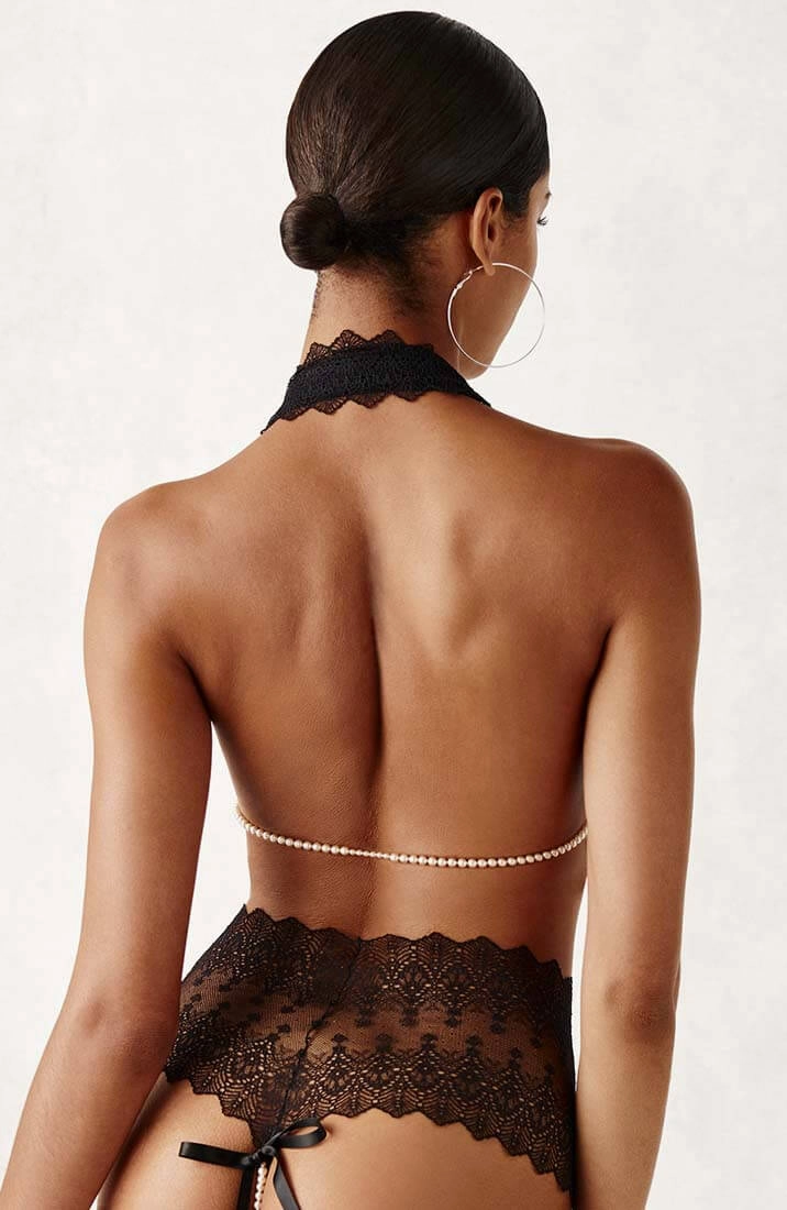 Black bralette with pearls - Geneva Bra