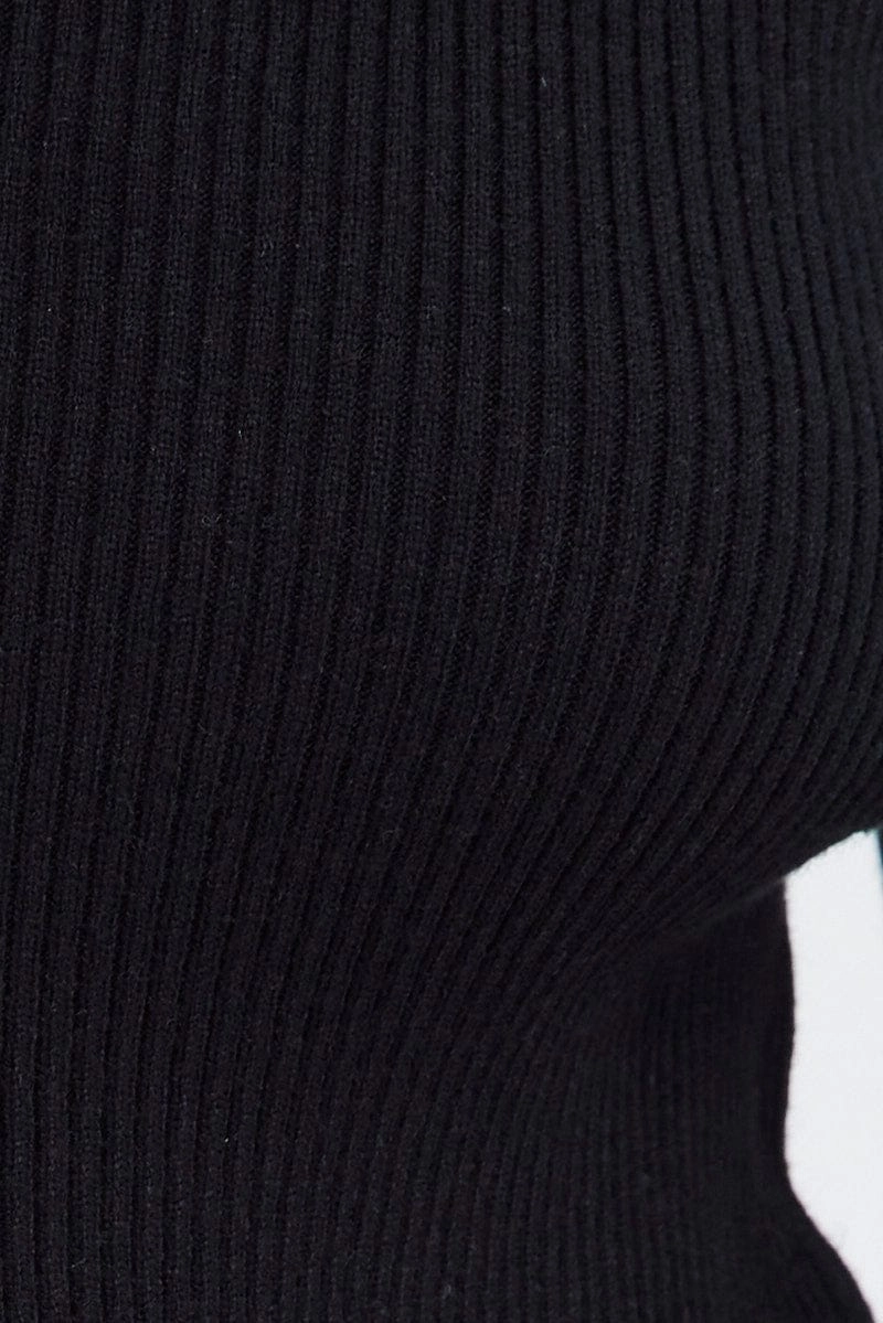Black Knit Cardigan Zip up