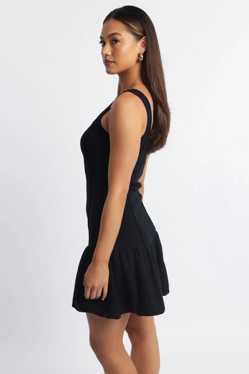 Black Knit Dress Sleeveless Mini