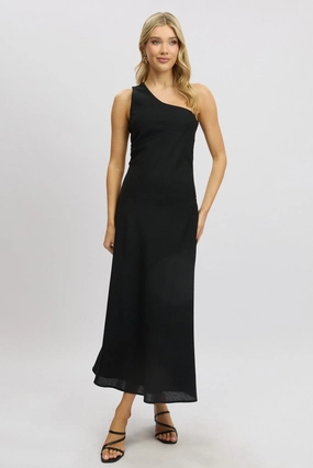 Black One Shoulder Maxi Dress