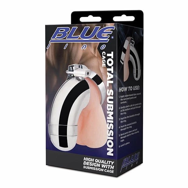 Blue Line - Total Submission Chastity Cock Cage (Silver)
