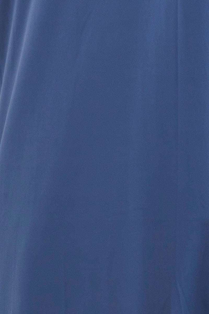 Blue Maxi Skirt Mid Rise Split Nylon