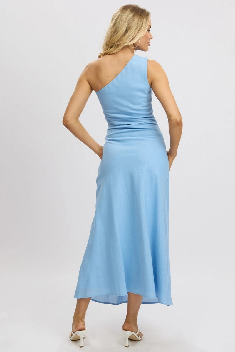 Blue One Shoulder Maxi Dress