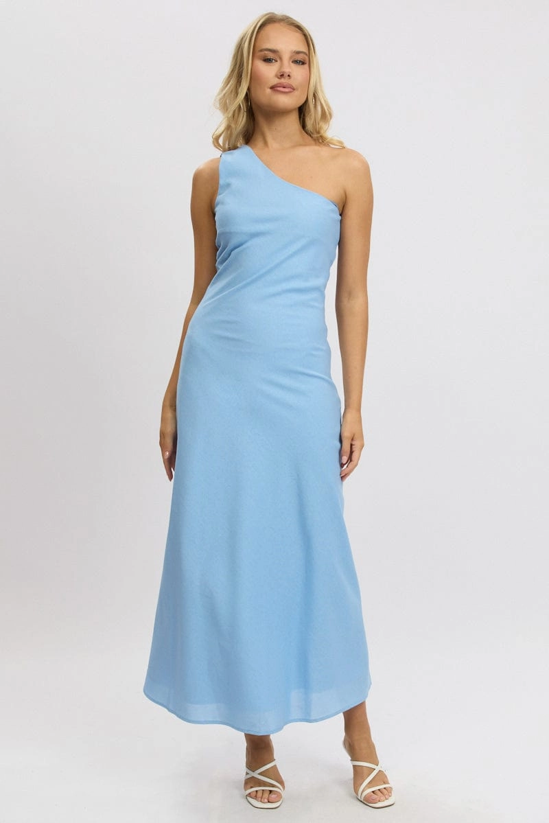 Blue One Shoulder Maxi Dress