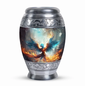 Blue Phoenix Urn - Adult Cremation Keepsake for Eternal Peace
