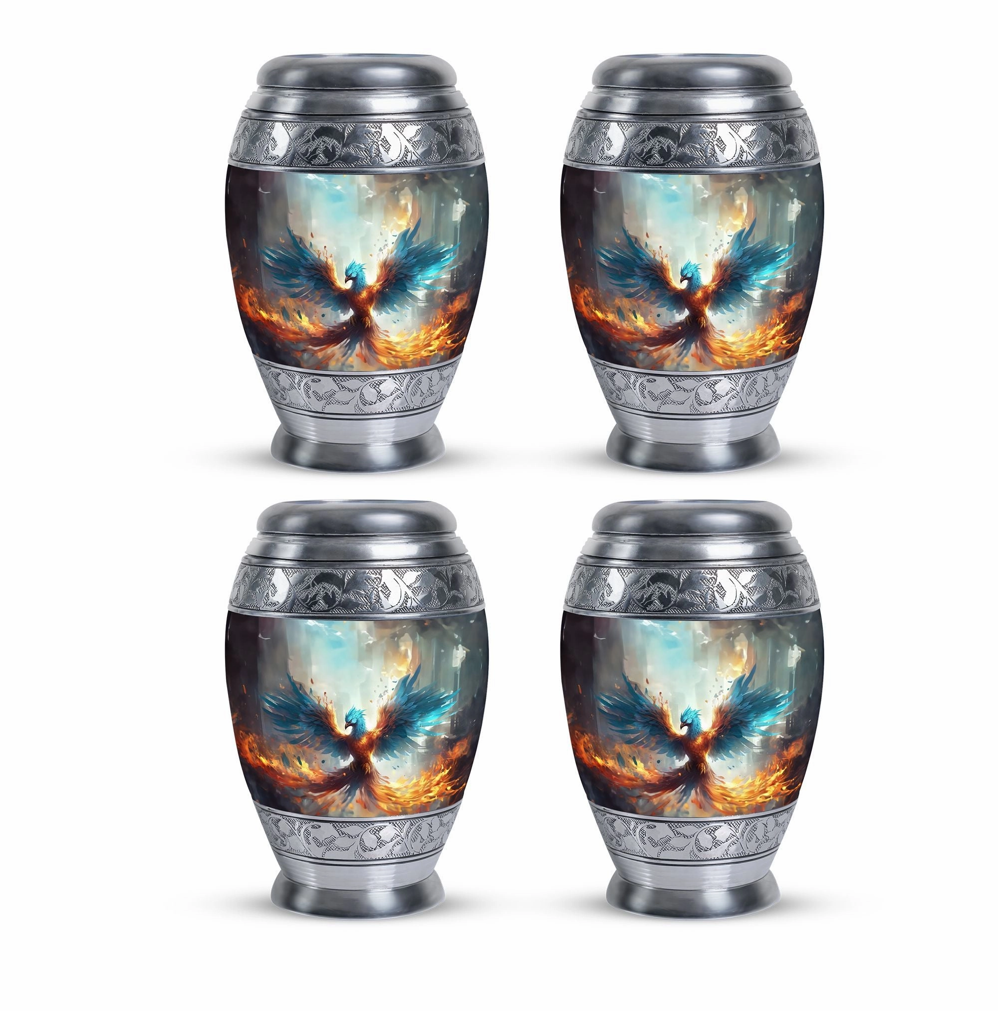 Blue Phoenix Urn - Adult Cremation Keepsake for Eternal Peace