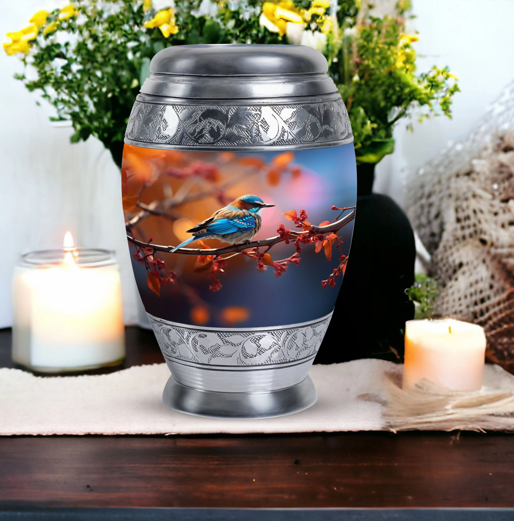 Blue Sparrow Elegia – A Classic Adult Cremation Urn