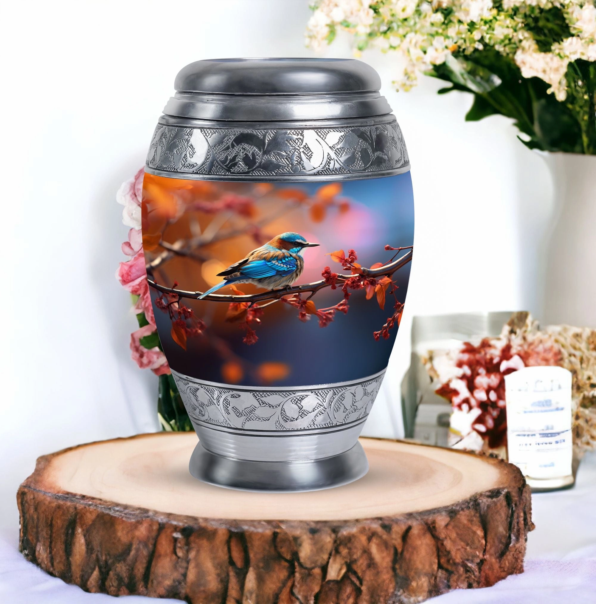 Blue Sparrow Elegia – A Classic Adult Cremation Urn