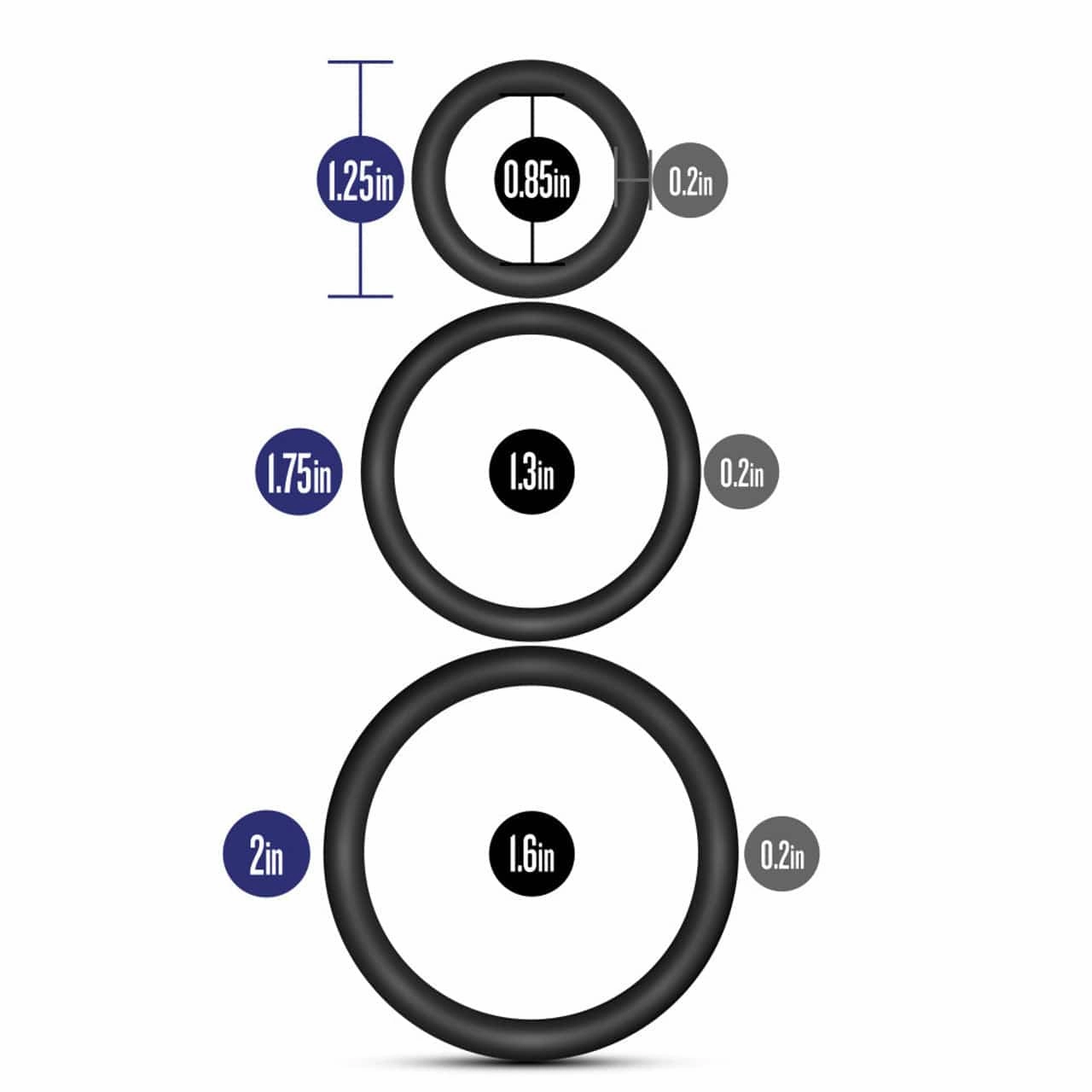 Blush Novelties - Performance VS4 Pure Premium Silicone Cock Ring Set (Black)