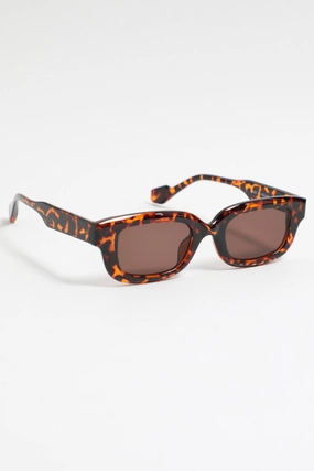 Brown Animal Print Rectangle Sunglasses