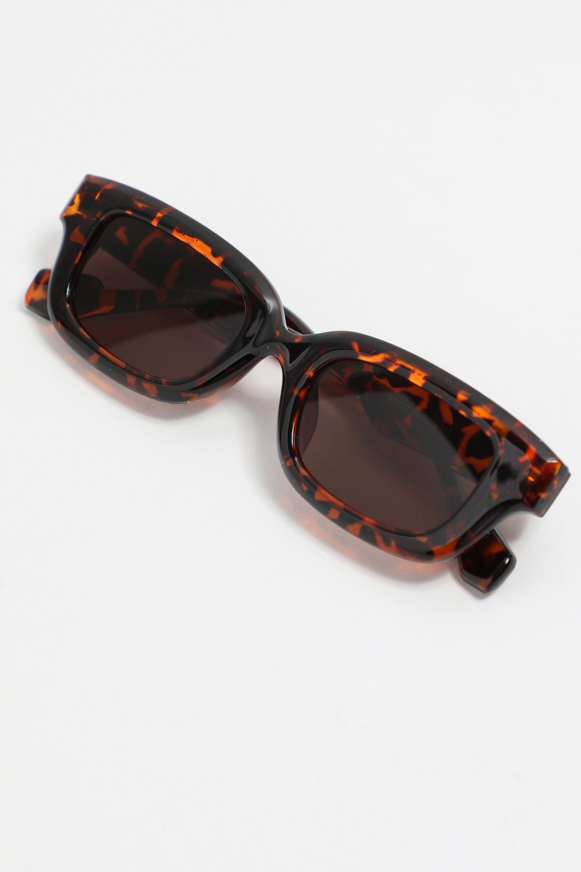 Brown Animal Print Rectangle Sunglasses