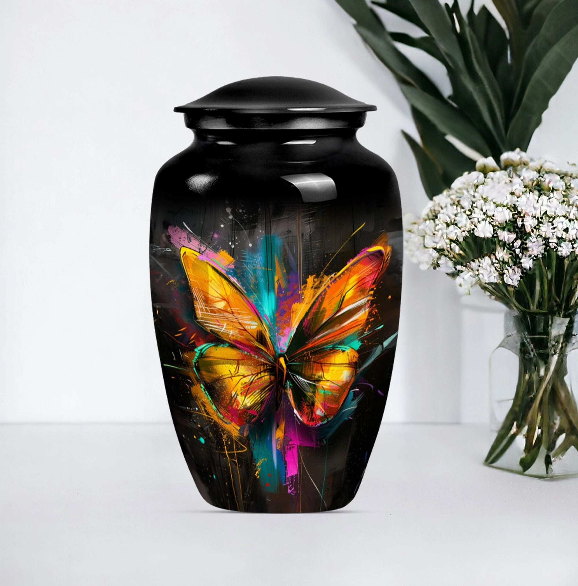 Butterfly Emblem Memorial Urn: Unique Container For Adult Ashes