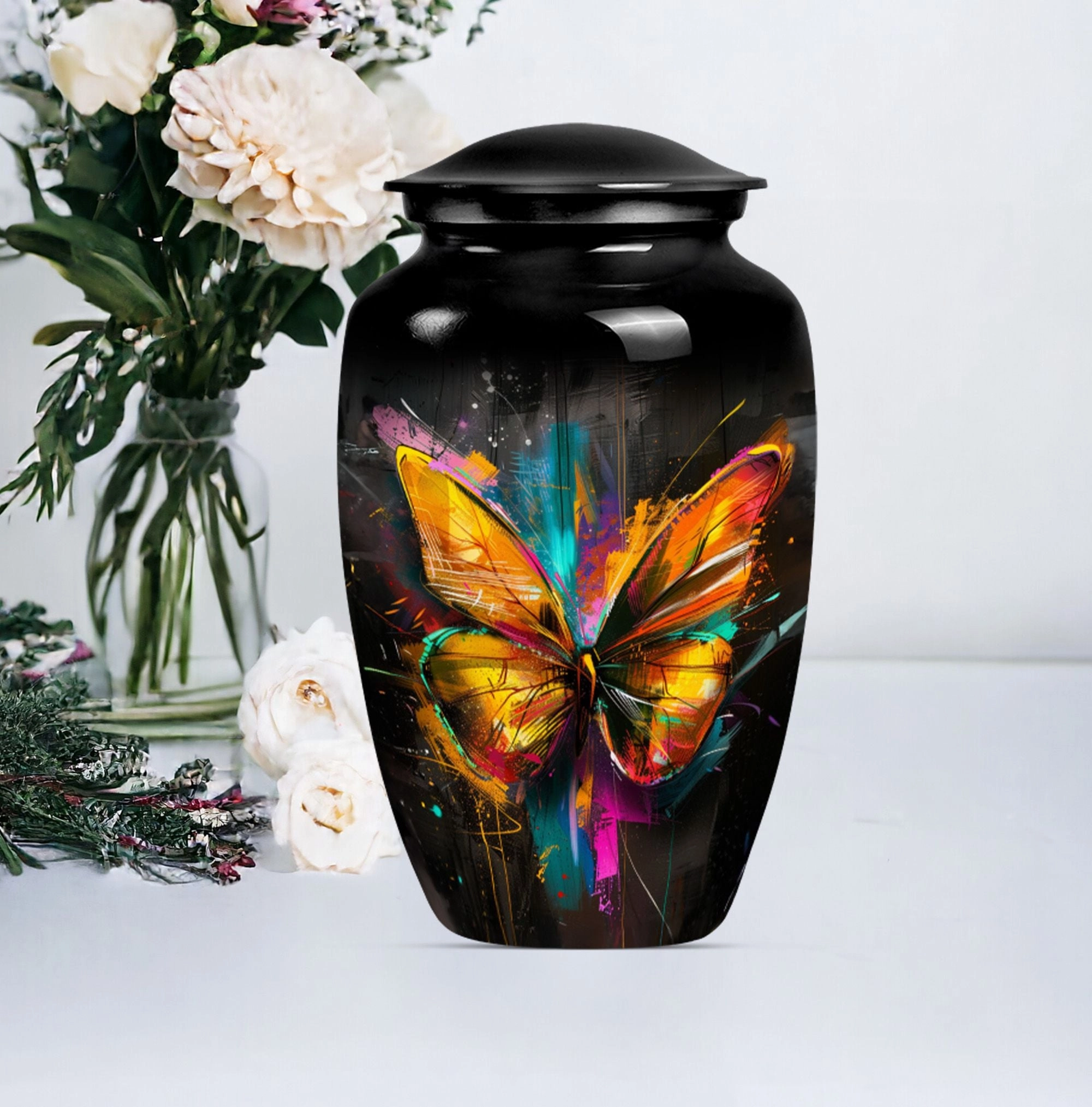 Butterfly Emblem Memorial Urn: Unique Container For Adult Ashes
