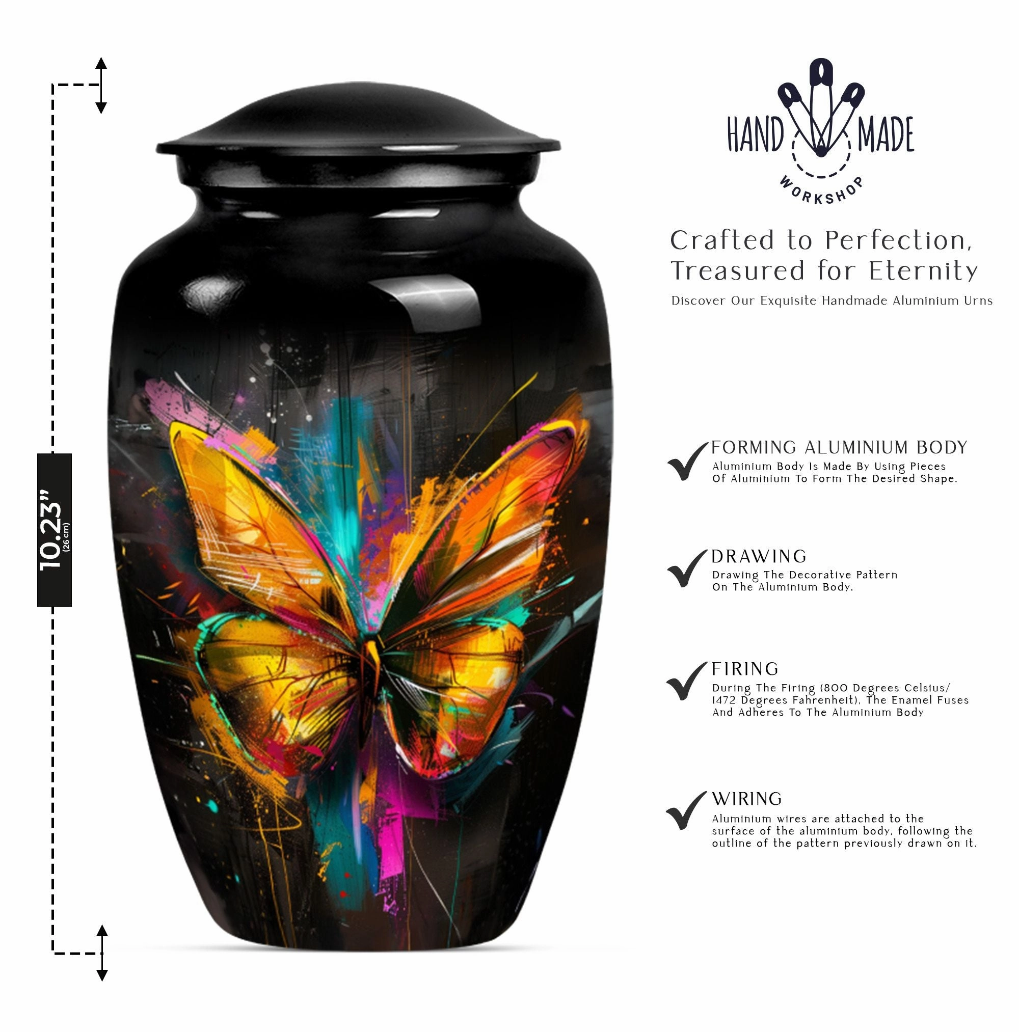 Butterfly Emblem Memorial Urn: Unique Container For Adult Ashes
