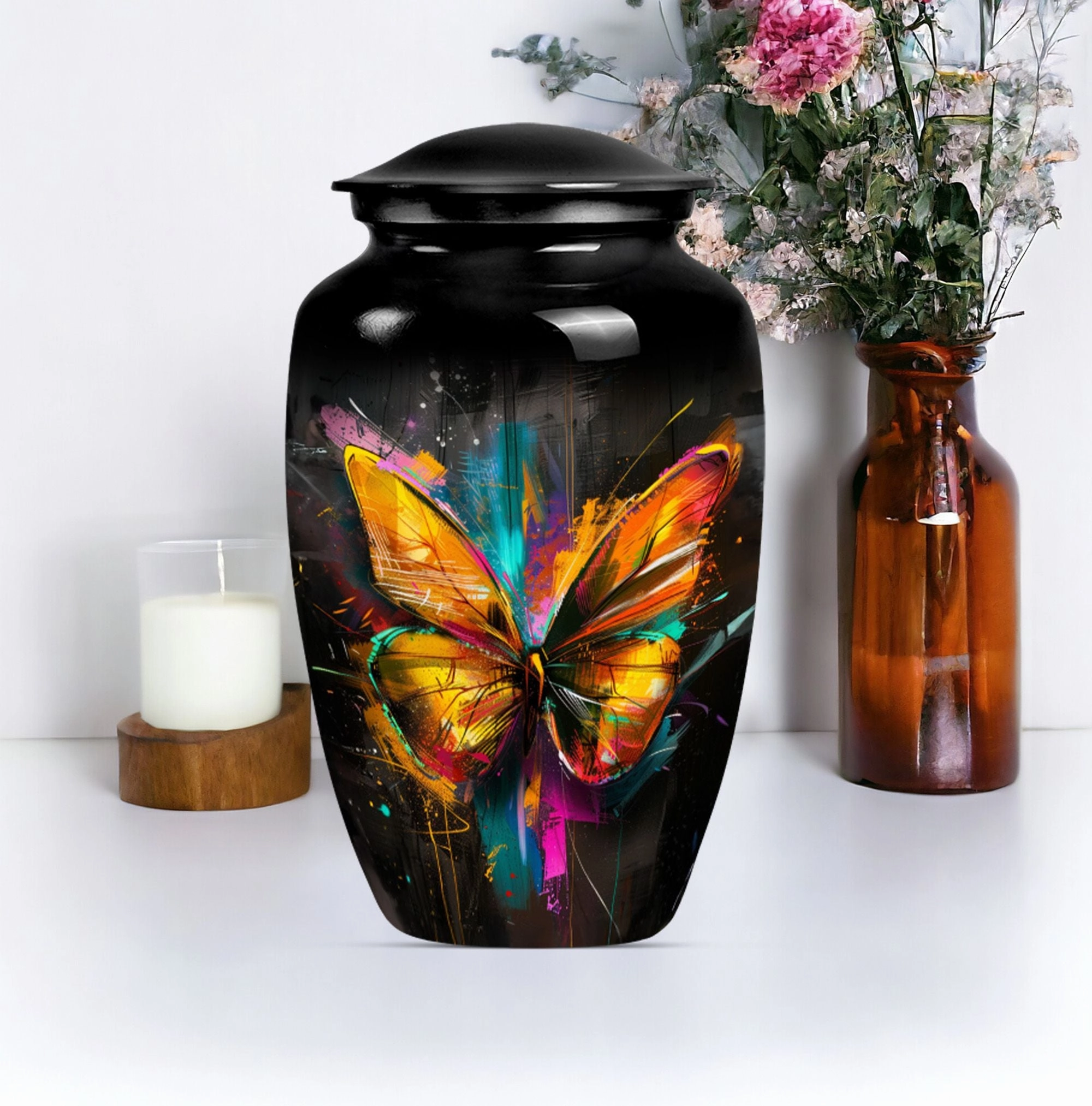 Butterfly Emblem Memorial Urn: Unique Container For Adult Ashes