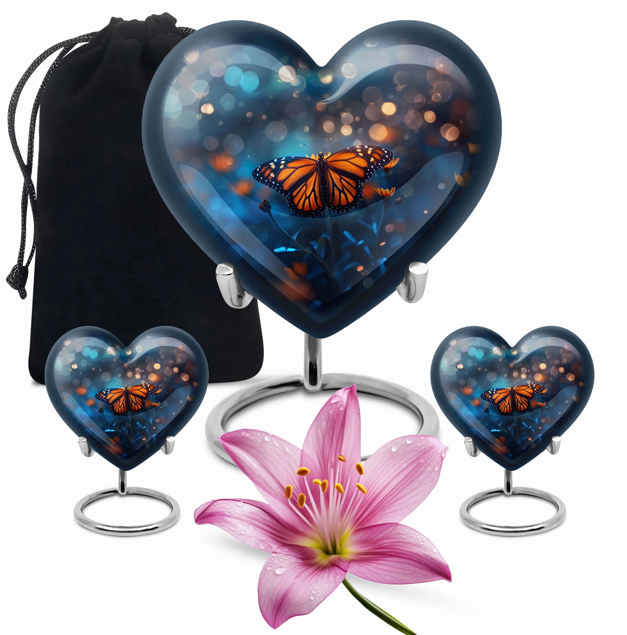 Butterfly Urn - Heart Design Memorial for Adult Human Ashes