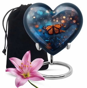 Butterfly Urn - Heart Design Memorial for Adult Human Ashes