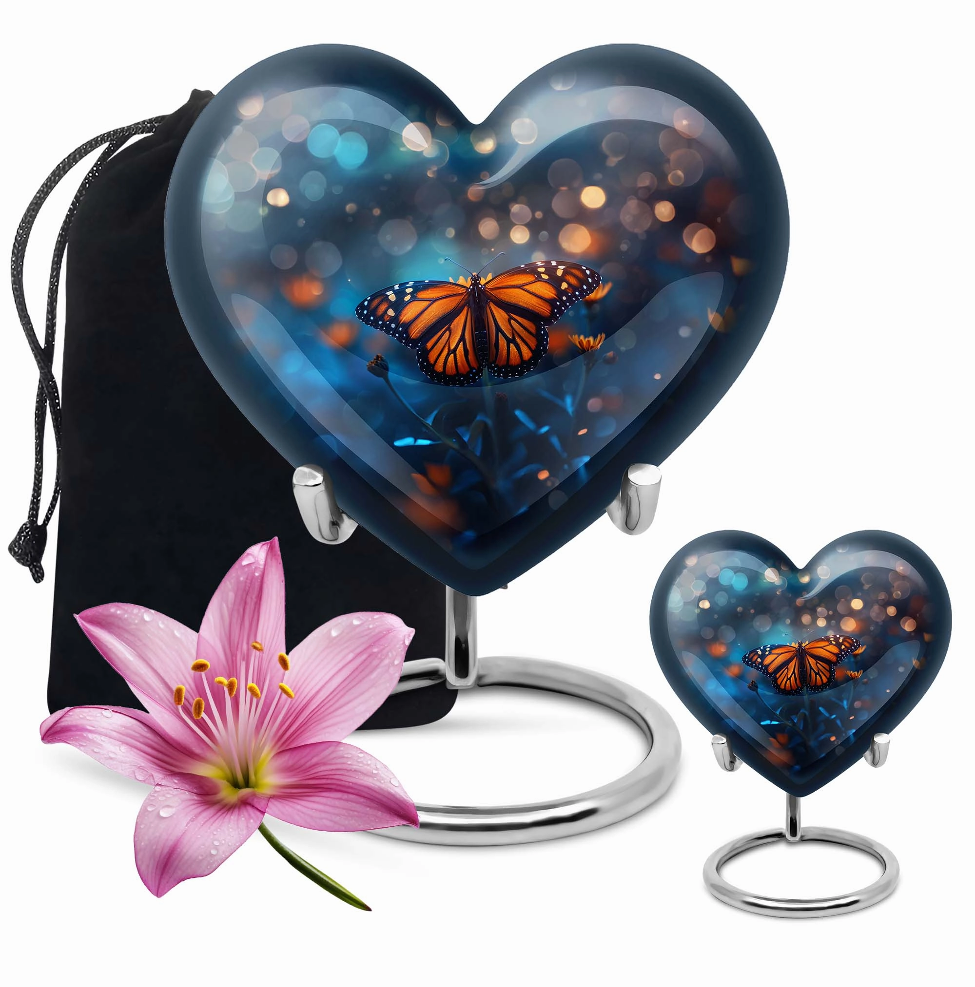 Butterfly Urn - Heart Design Memorial for Adult Human Ashes