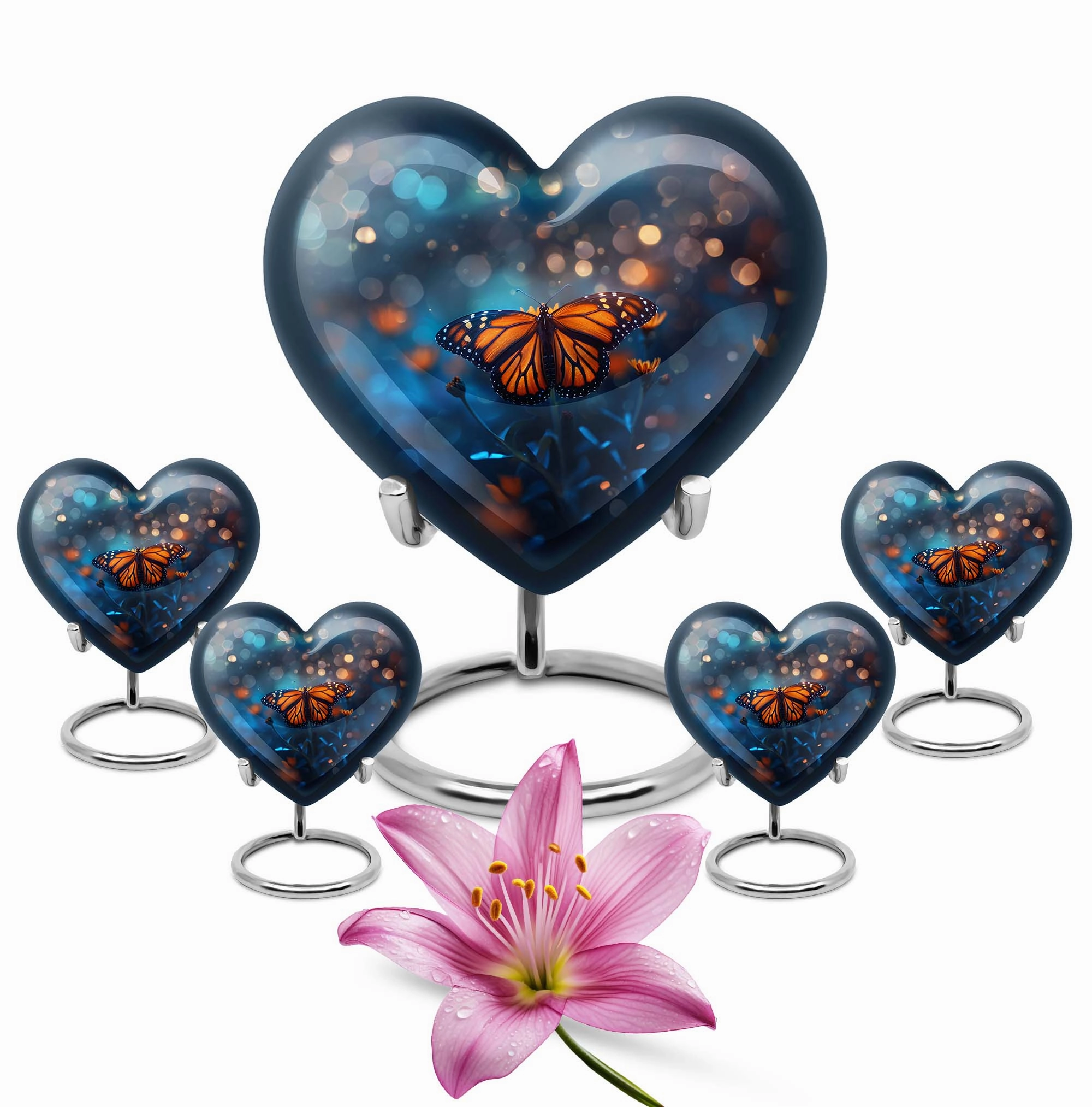 Butterfly Urn - Heart Design Memorial for Adult Human Ashes
