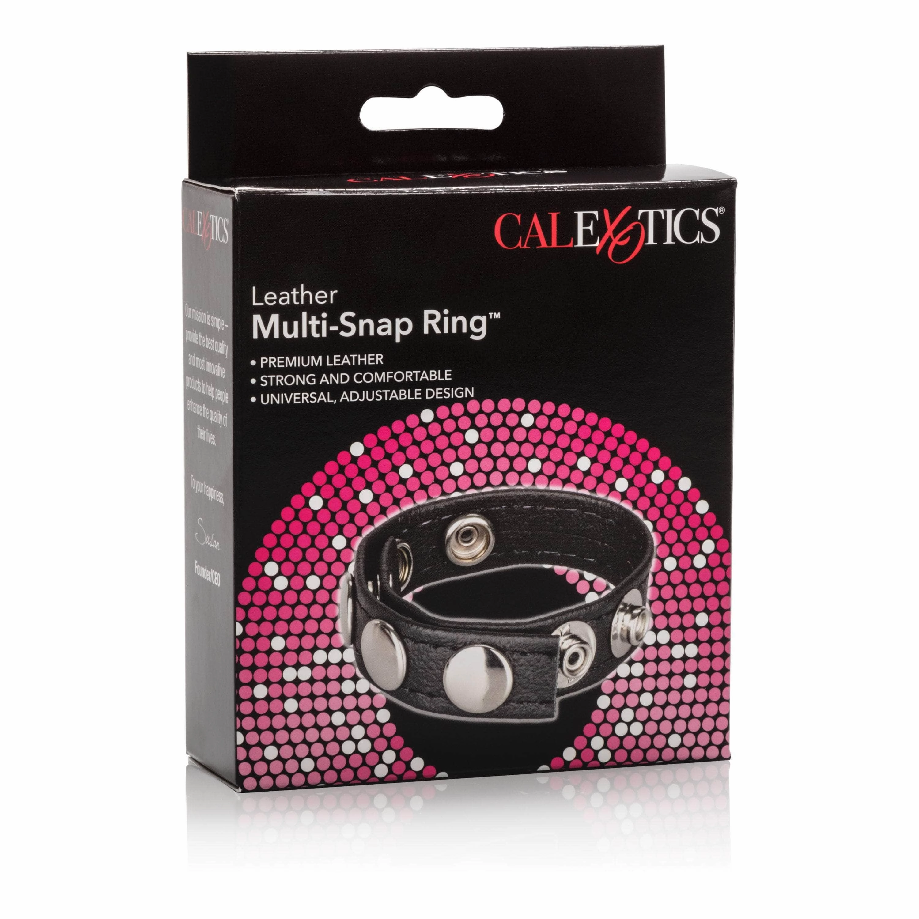California Exotics - Leather Multi-Snap Cock Ring (Black)