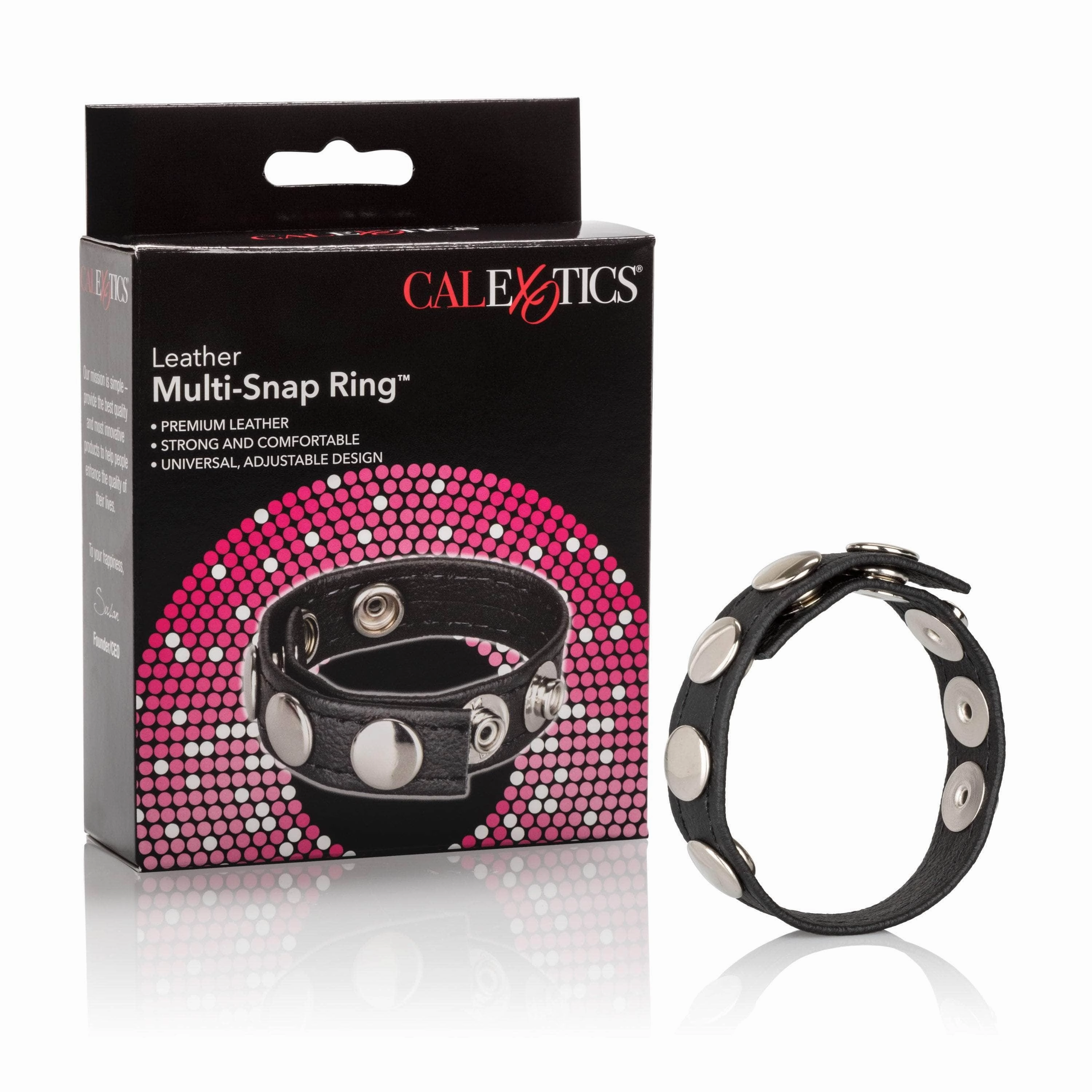 California Exotics - Leather Multi-Snap Cock Ring (Black)