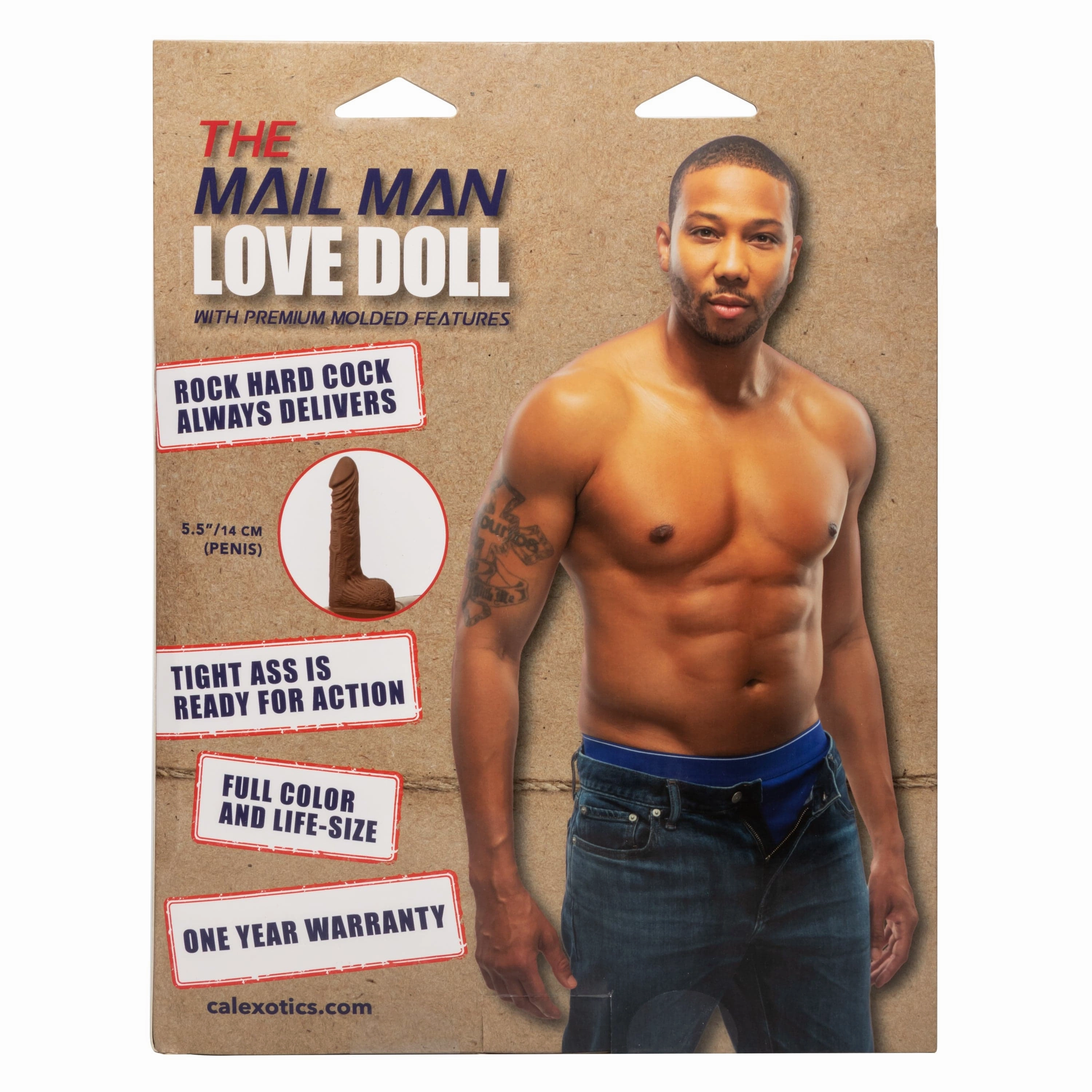 California Exotics - The Mail Man Inflatable Love Doll Masturbator Dildo 5.5" (Brown)
