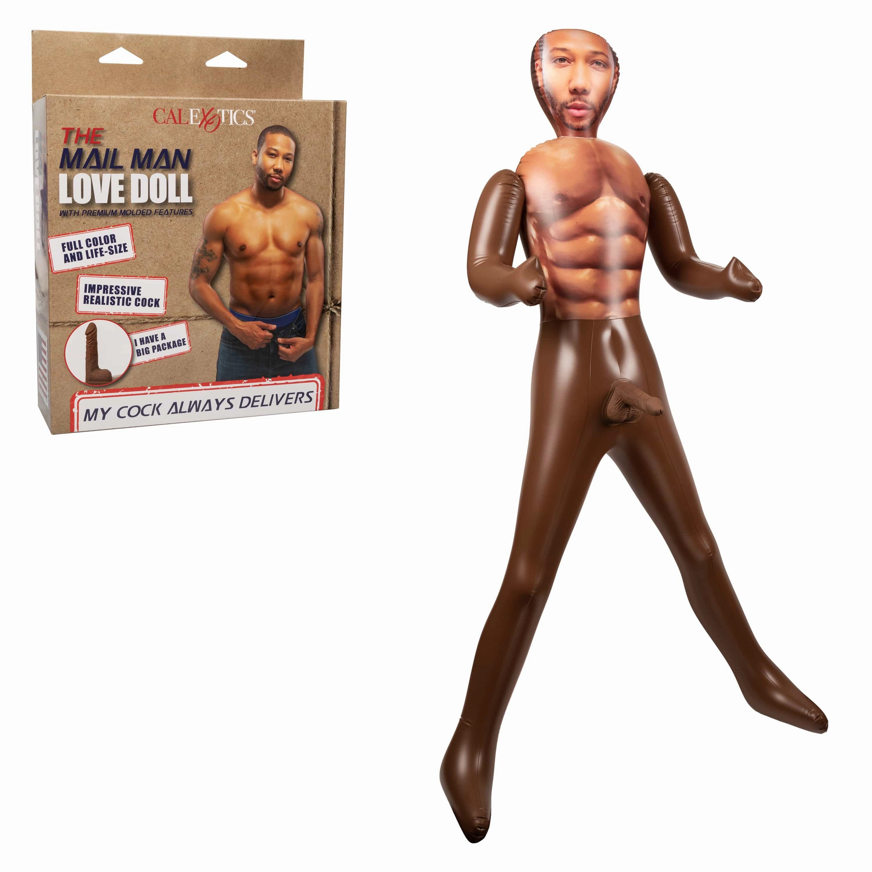 California Exotics - The Mail Man Inflatable Love Doll Masturbator Dildo 5.5" (Brown)