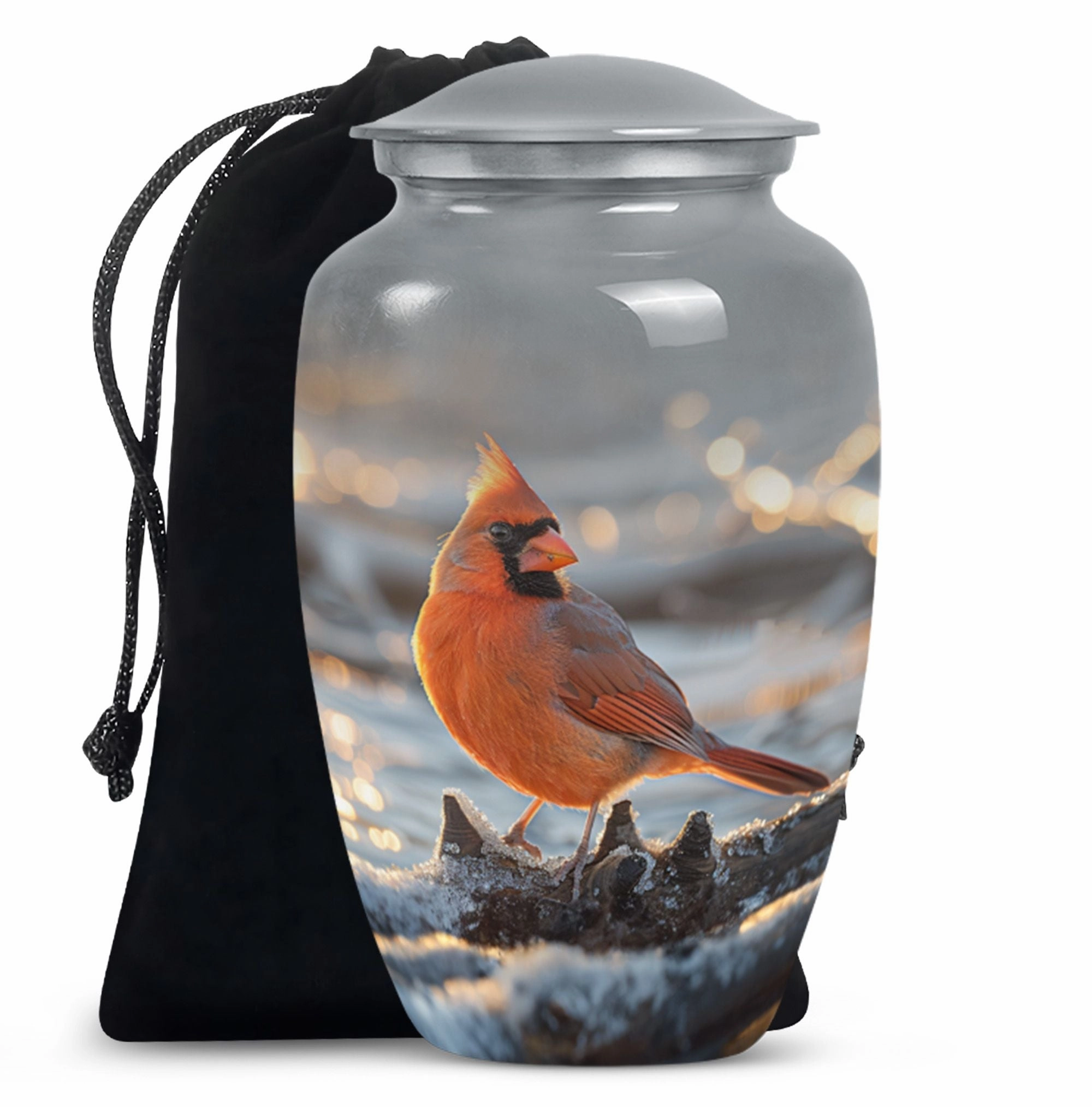 Cardinal Bird Embrace - Adult Love in Cremation Urn