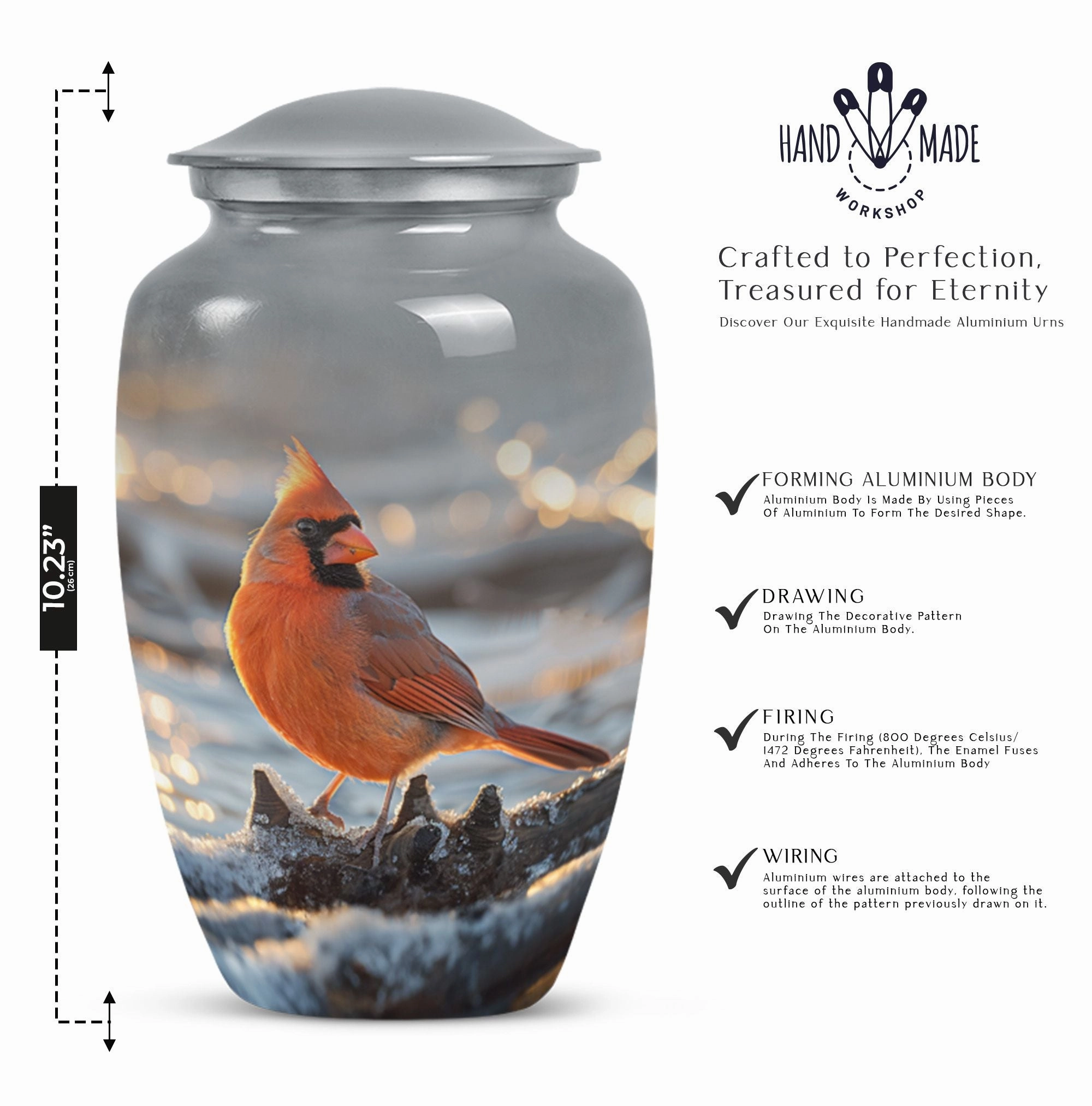 Cardinal Bird Embrace - Adult Love in Cremation Urn