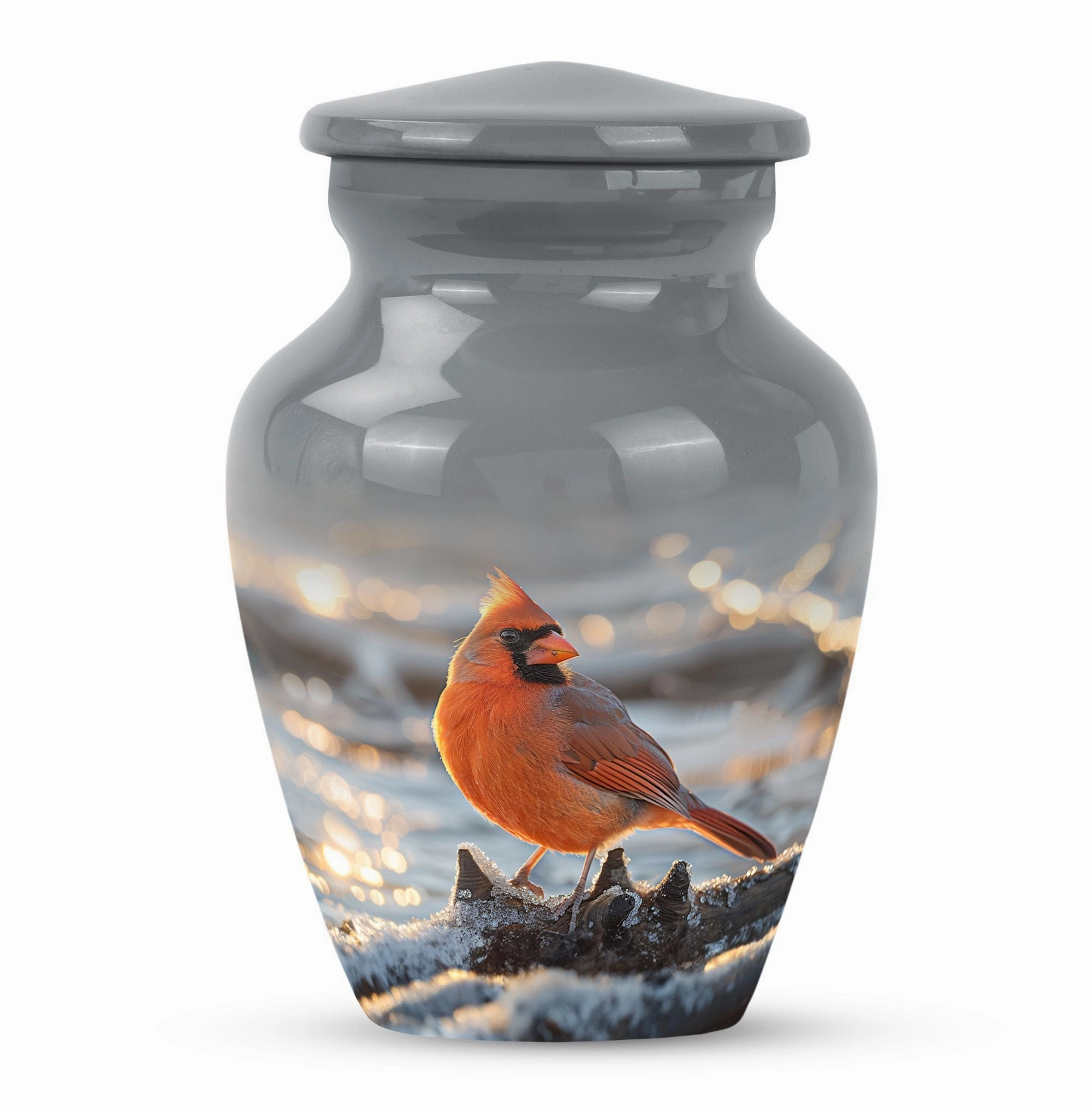 Cardinal Bird Embrace - Adult Love in Cremation Urn